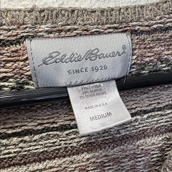 Eddie Bauer Brown Tan Multicolor Knit Sweater Vest Cotton Medium - Picture 2 of 6